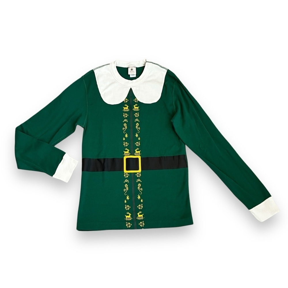 Hanna Andersson Elf Pajama TOP ONLY Christmas Green Organic Cotton Womens XS